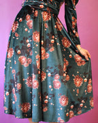 Emerald Floral Velvet Dress