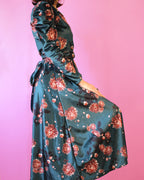 Emerald Floral Velvet Dress