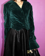 Emerald Velvet Cropped Jacket