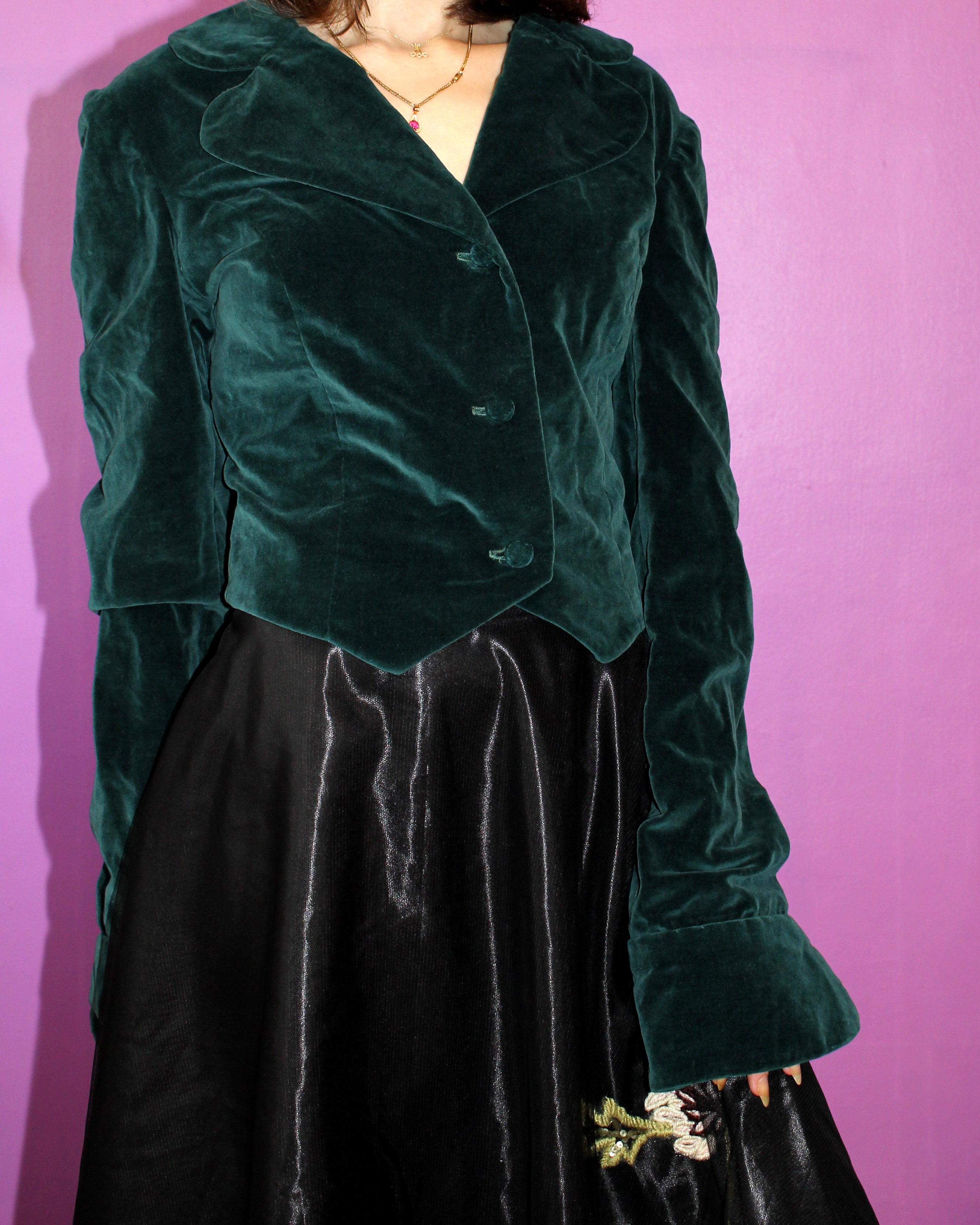 Emerald Velvet Cropped Jacket