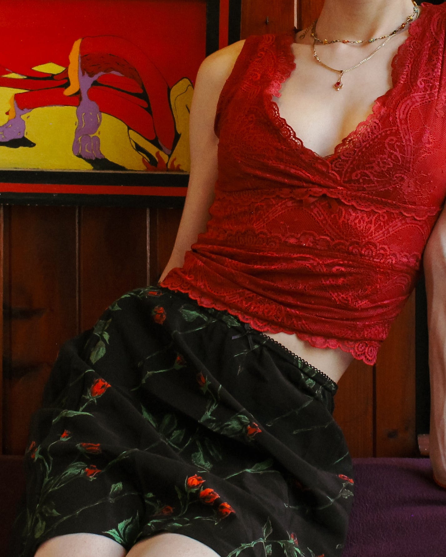 Black Floral Mini Skirt