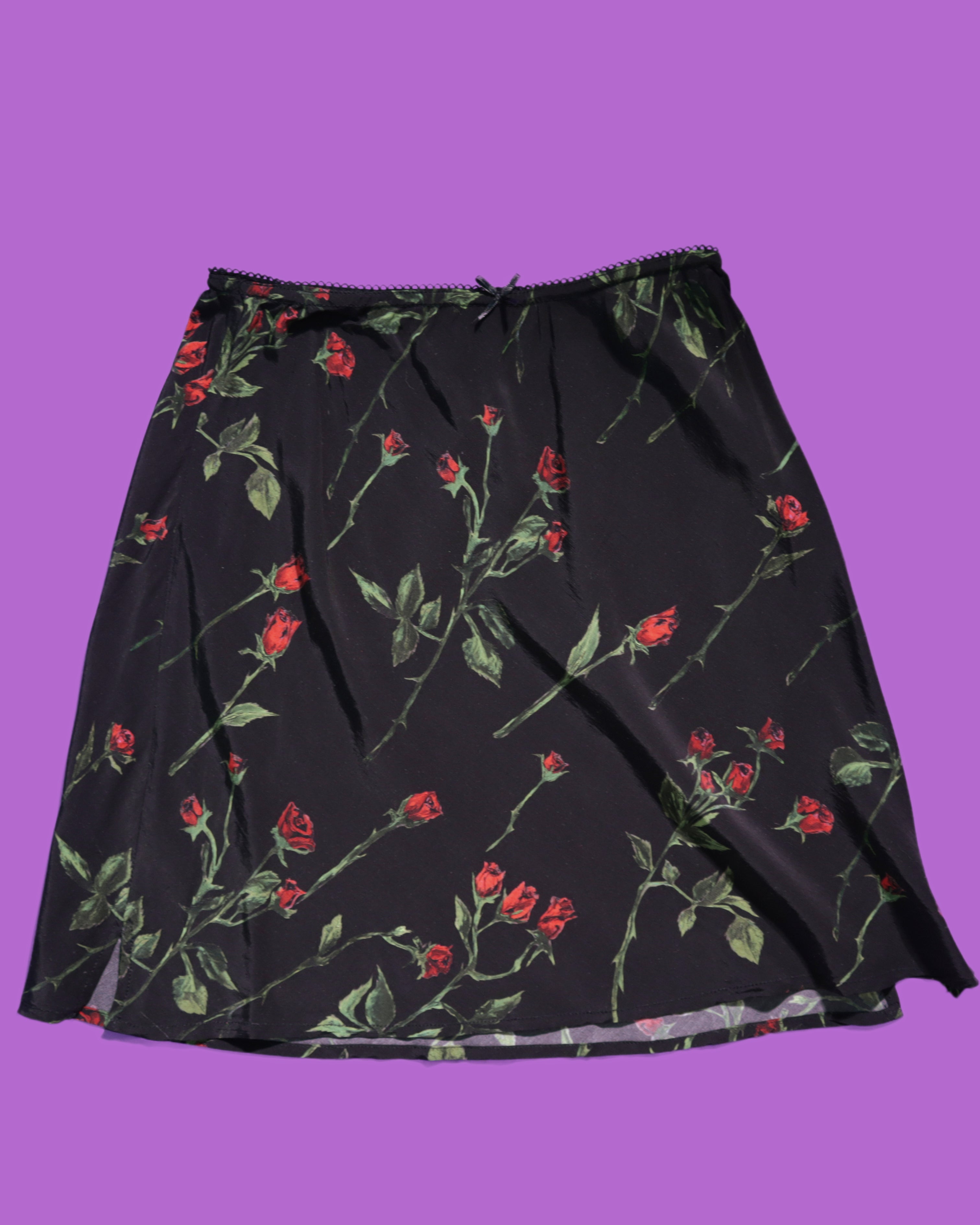 Black Floral Mini Skirt
