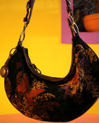 Butterfly Embroidered Crescent Bag