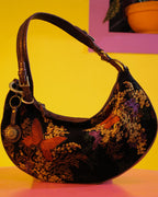 Butterfly Embroidered Crescent Bag