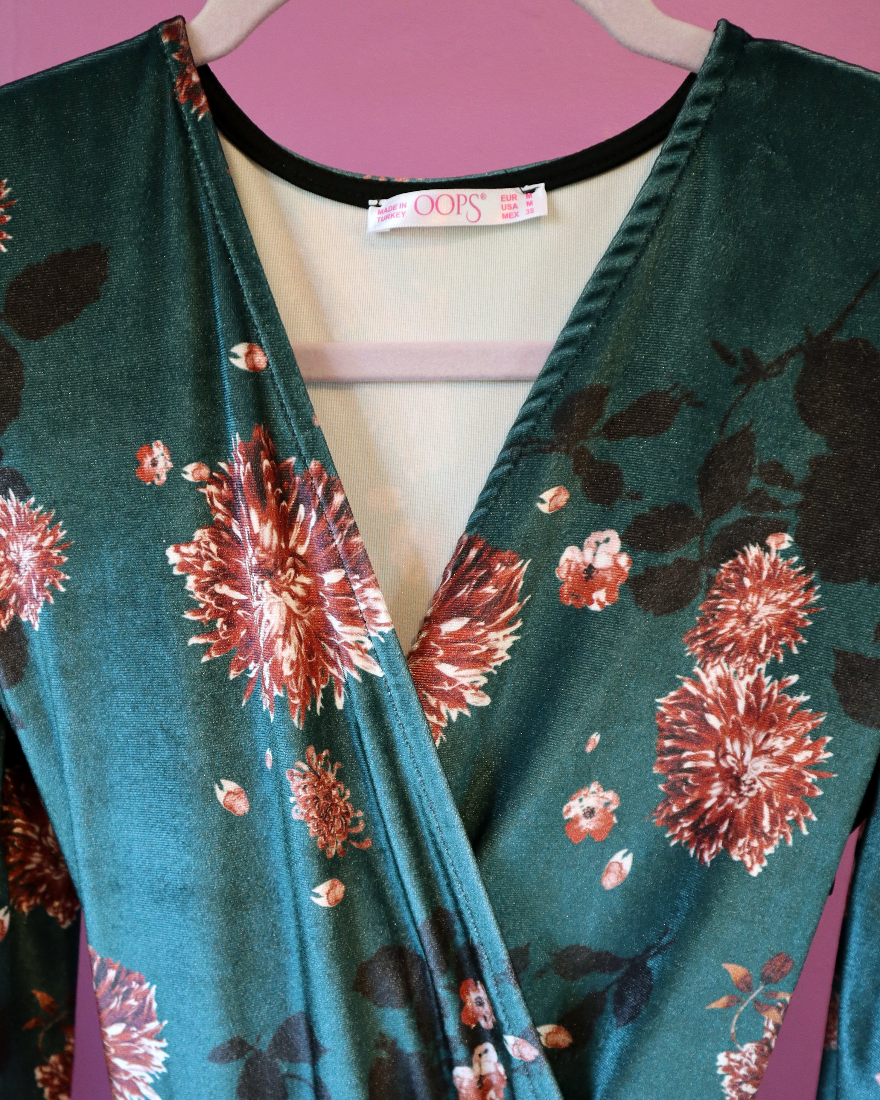Emerald Floral Velvet Dress