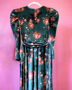 Emerald Floral Velvet Dress