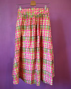 Multicolor Plaid Midi Skirt