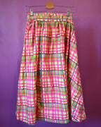 Multicolor Plaid Midi Skirt