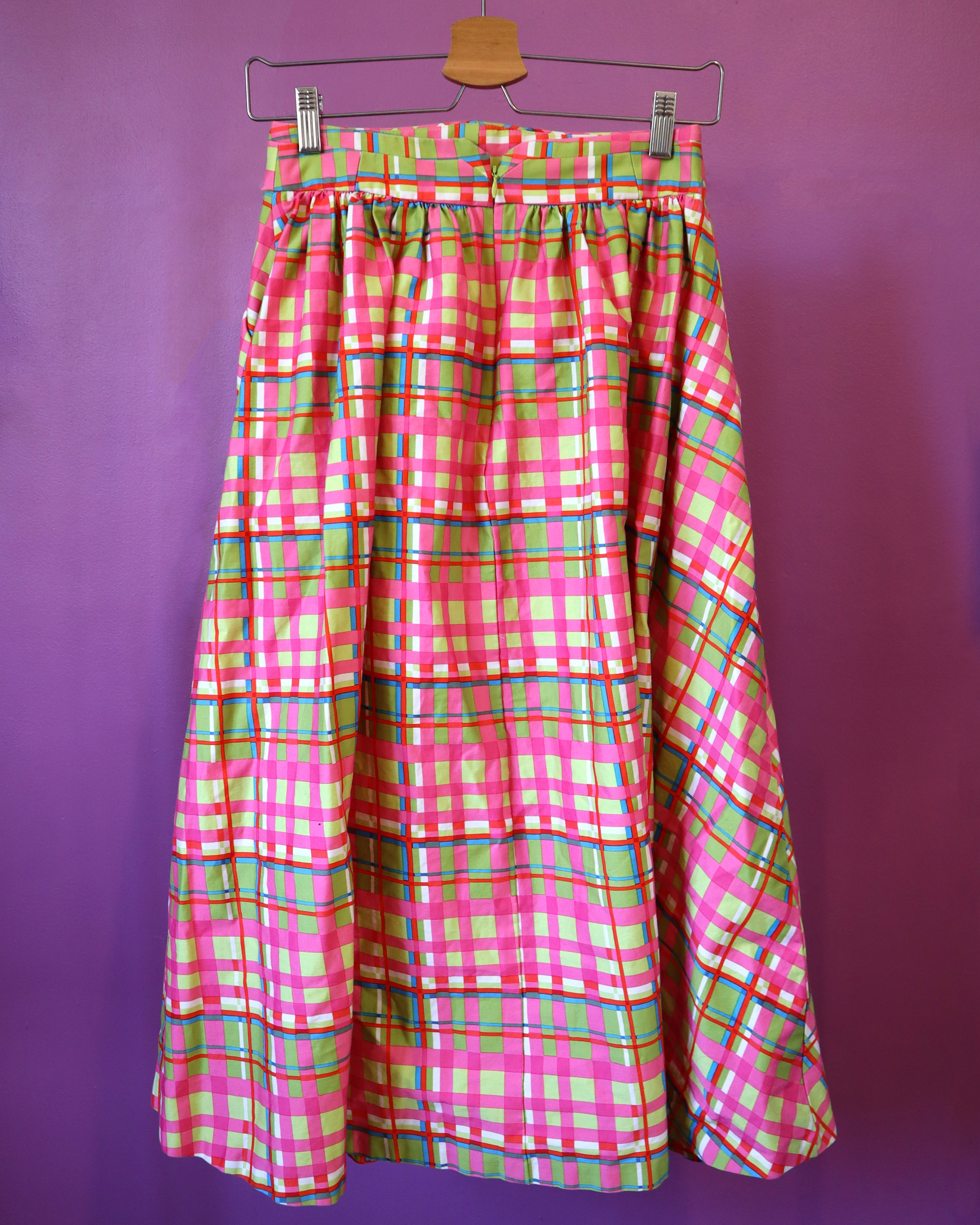 Multicolor Plaid Midi Skirt