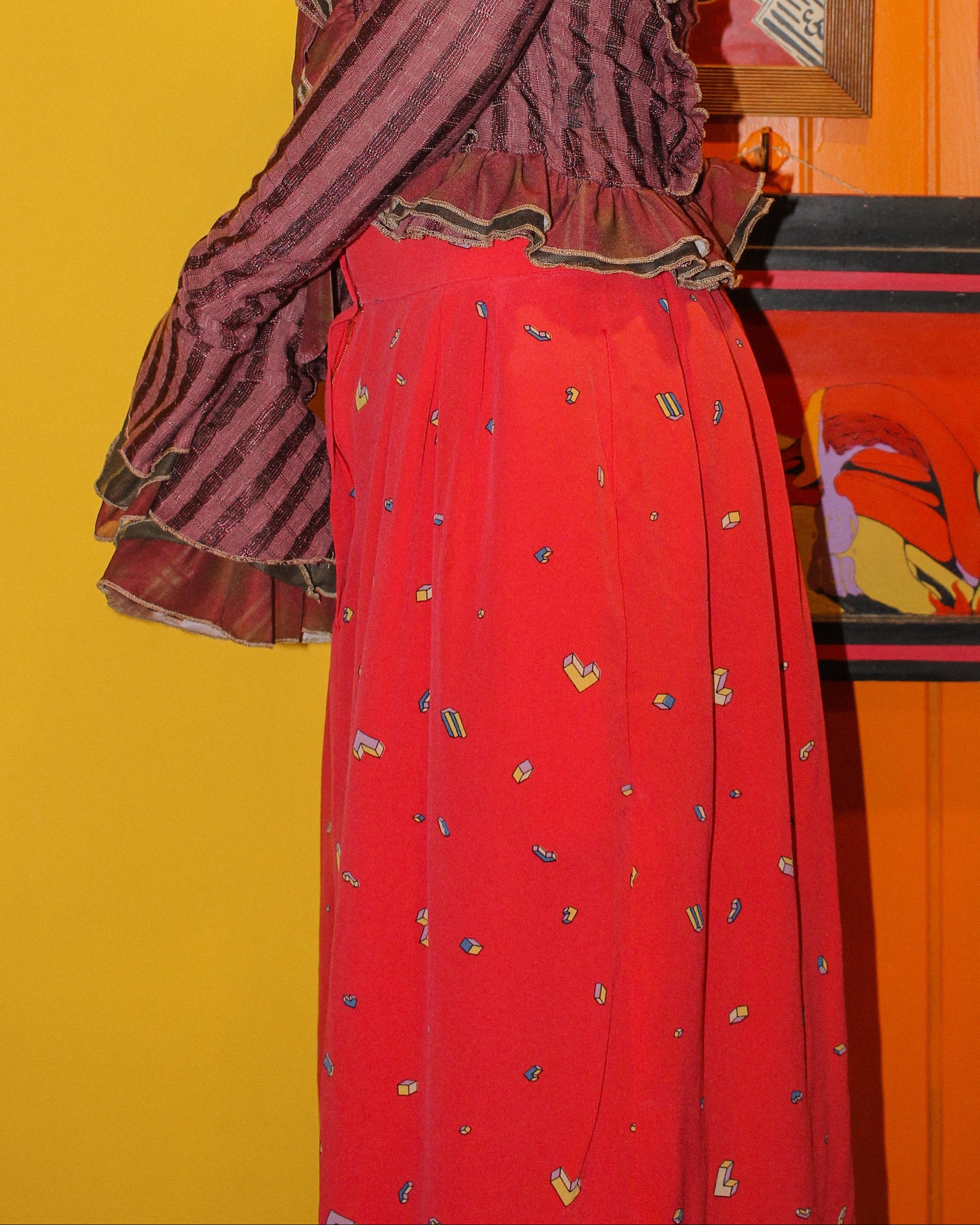 Chloé Tetris Print Midi Skirt