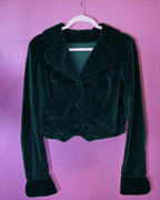 Emerald Velvet Cropped Jacket