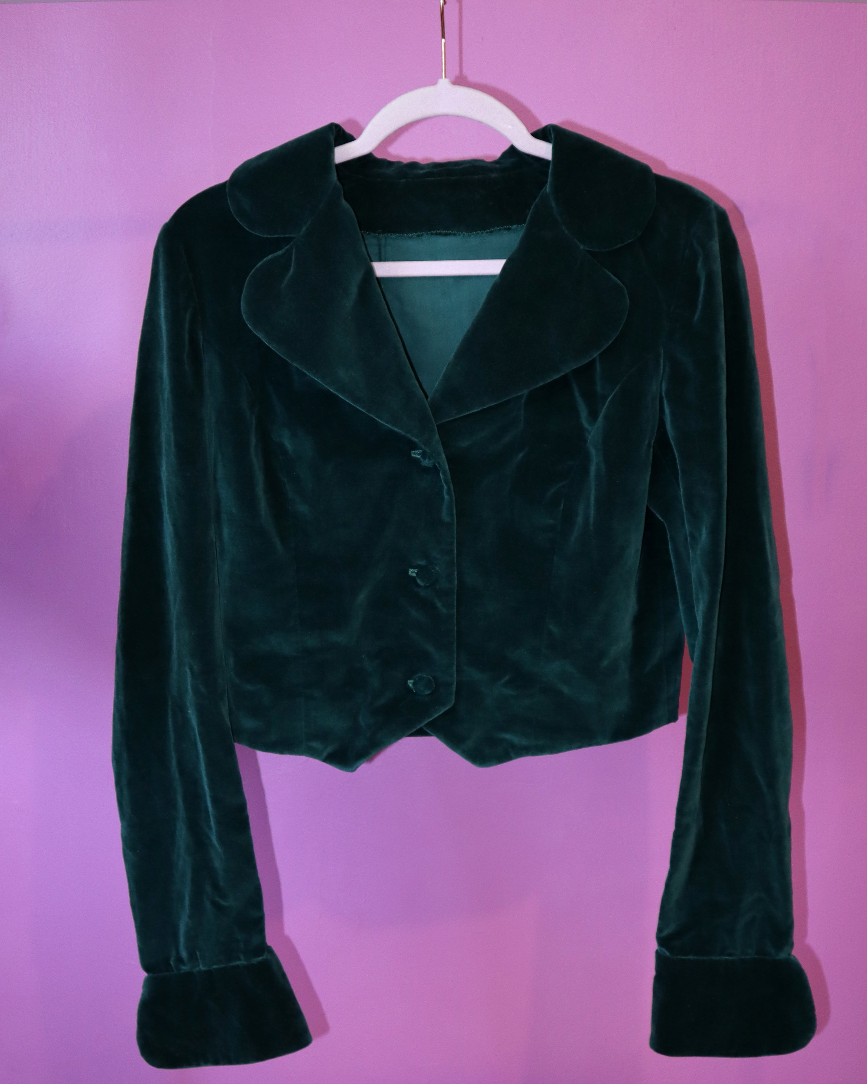 Emerald Velvet Cropped Jacket
