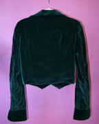 Emerald Velvet Cropped Jacket