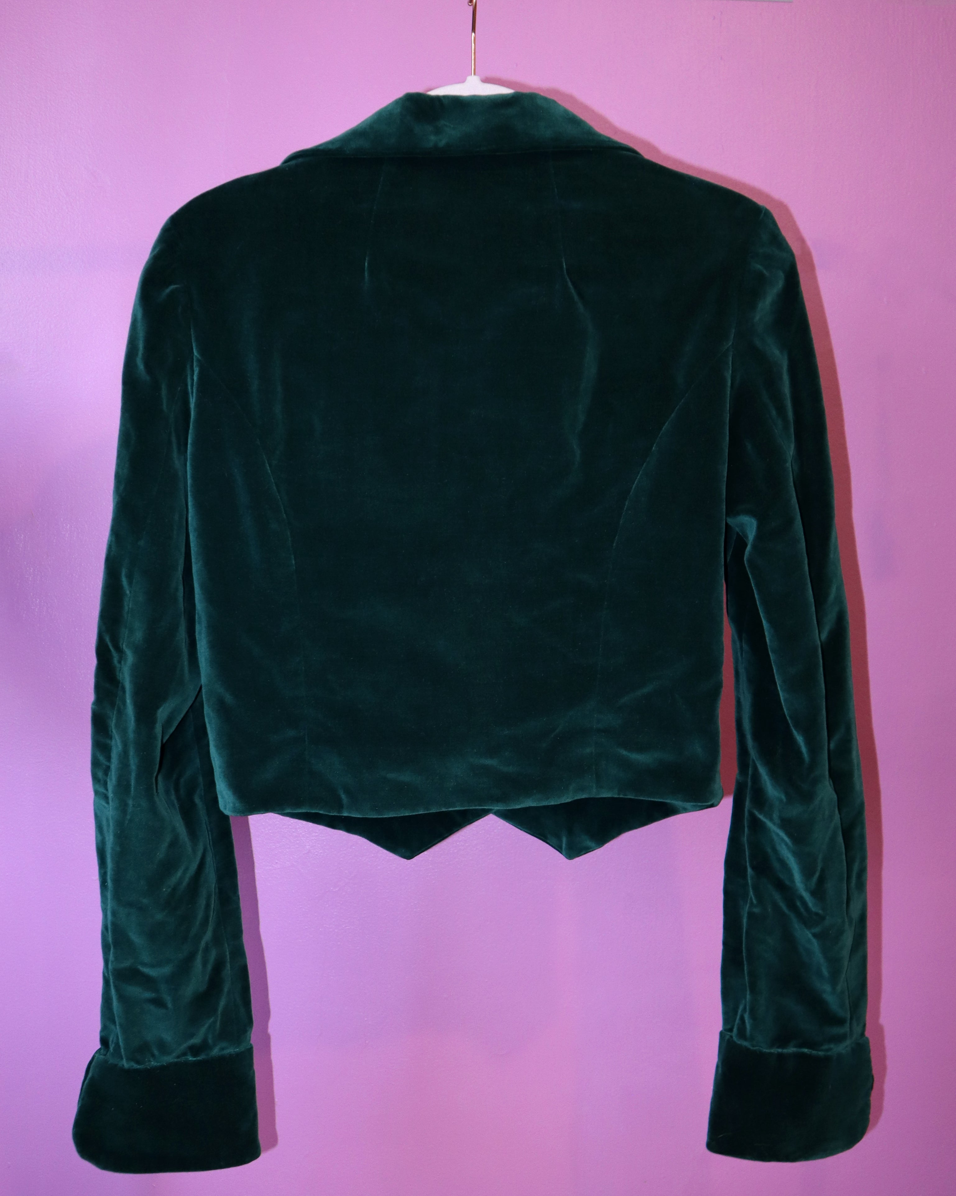 Emerald Velvet Cropped Jacket