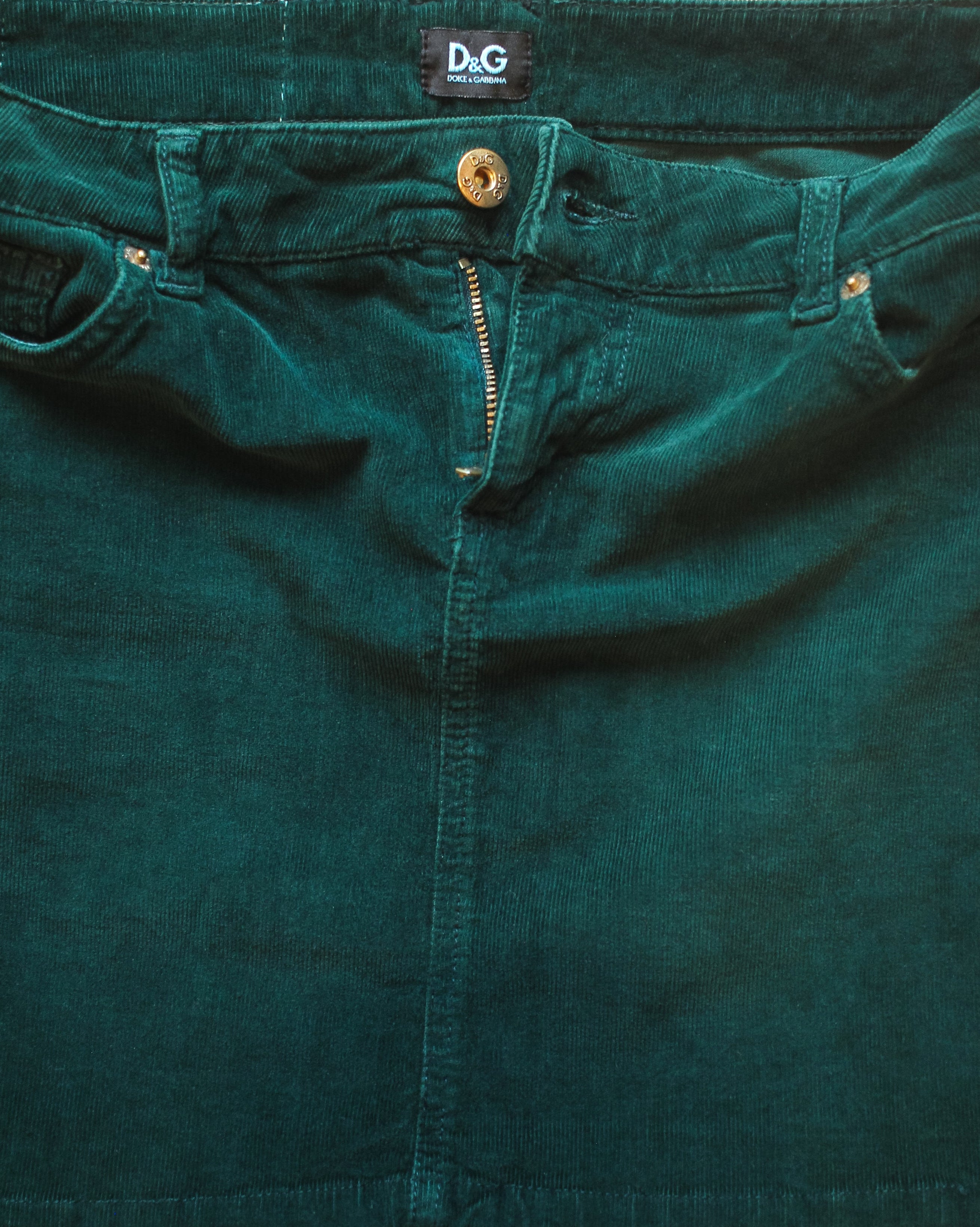 Dolce & Gabbana Green Corduroy Mini Skirt