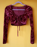 Burgundy Floral Velvet Top