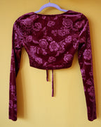 Burgundy Floral Velvet Top