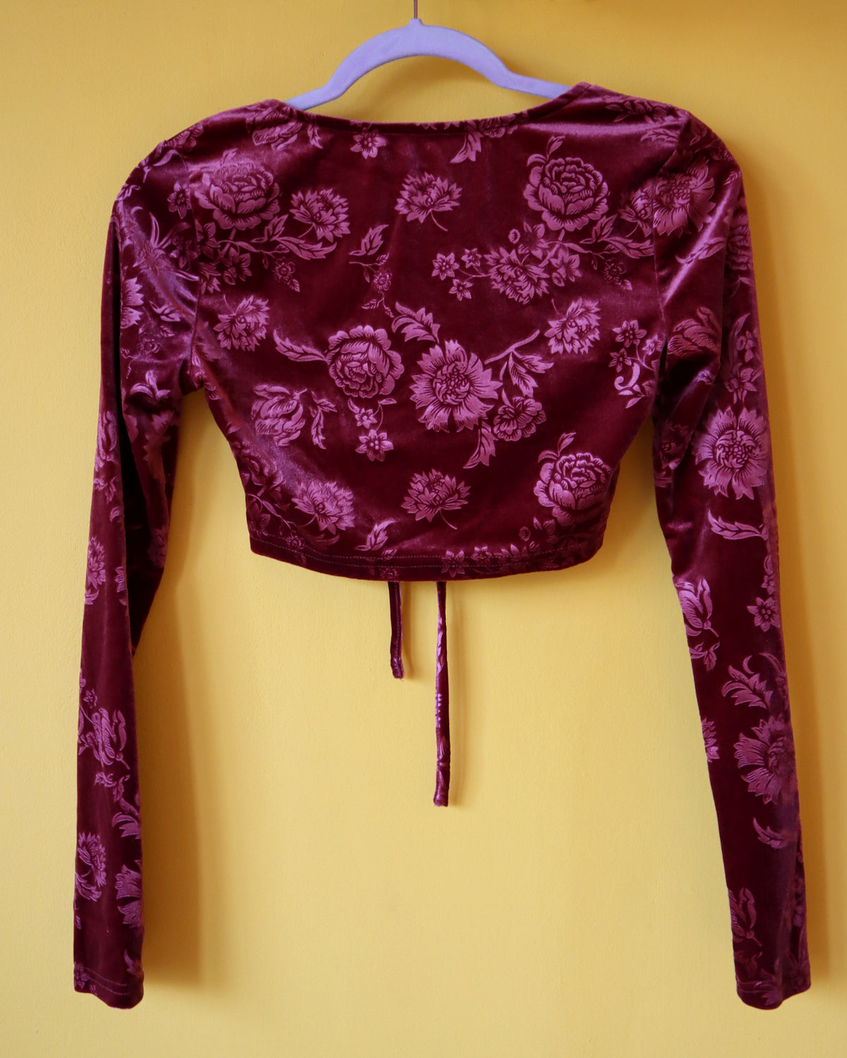 Burgundy Floral Velvet Top