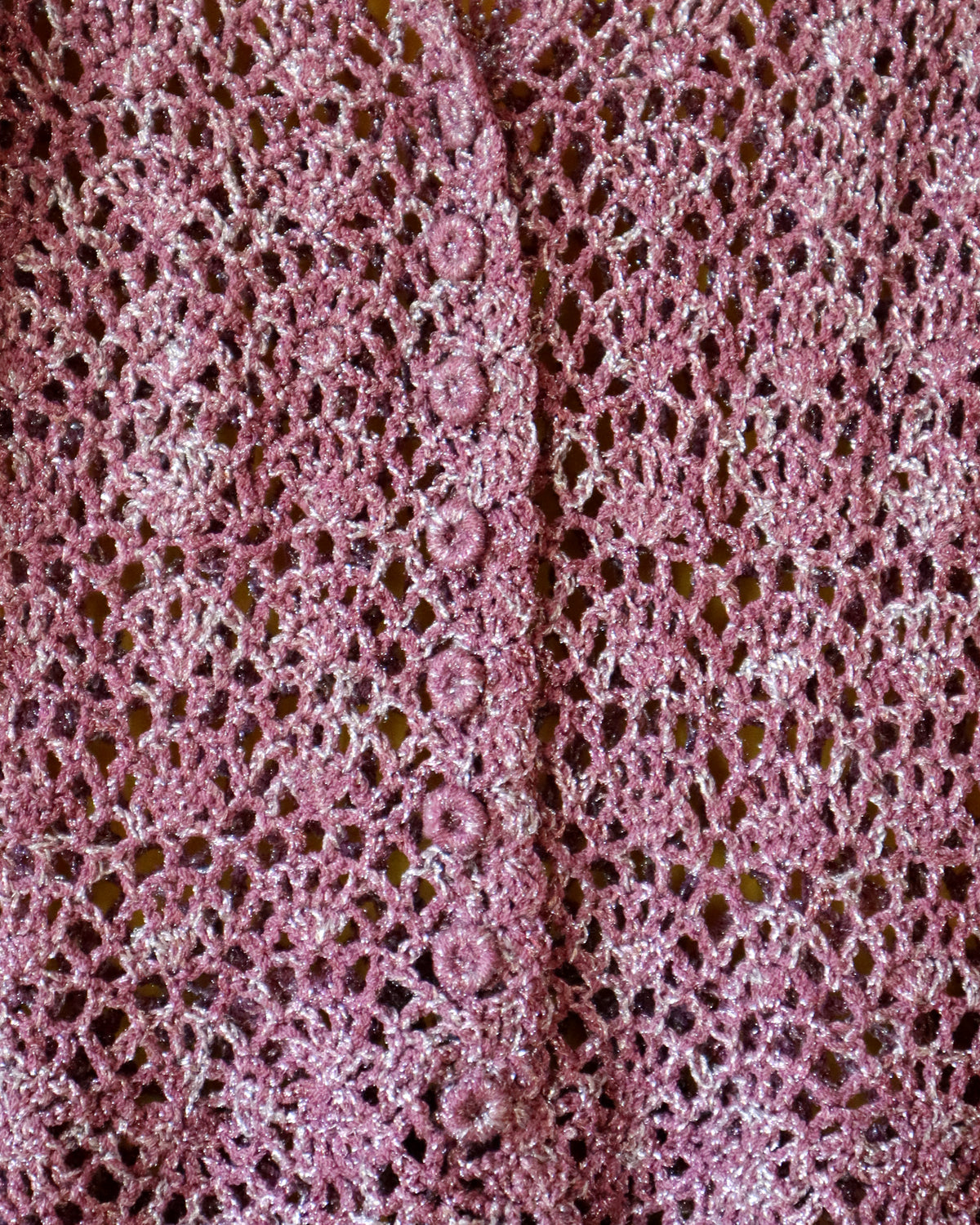Vintage Mauve Metallic Crochet Cardigan
