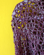 Vintage Mauve Metallic Crochet Cardigan