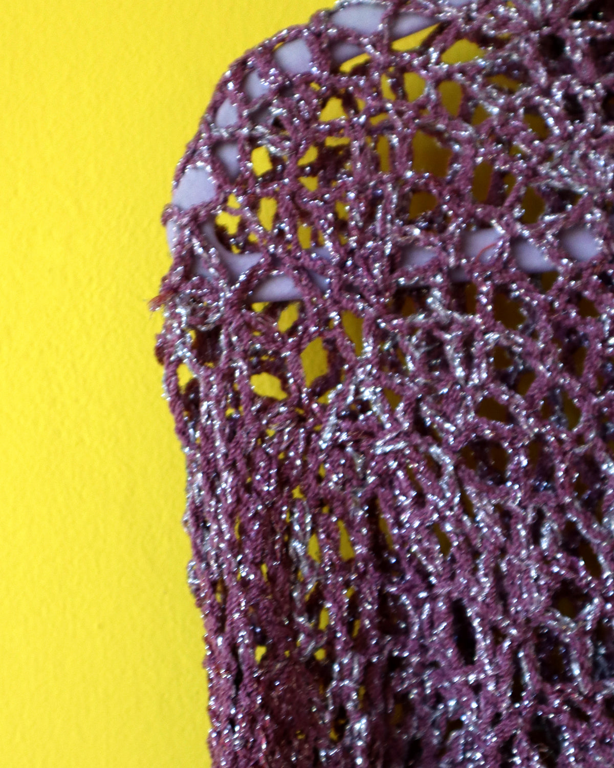 Vintage Mauve Metallic Crochet Cardigan