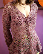 Vintage Mauve Metallic Crochet Cardigan