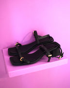 Black leather sandals