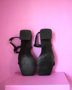 Black leather sandals