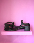 Black leather sandals